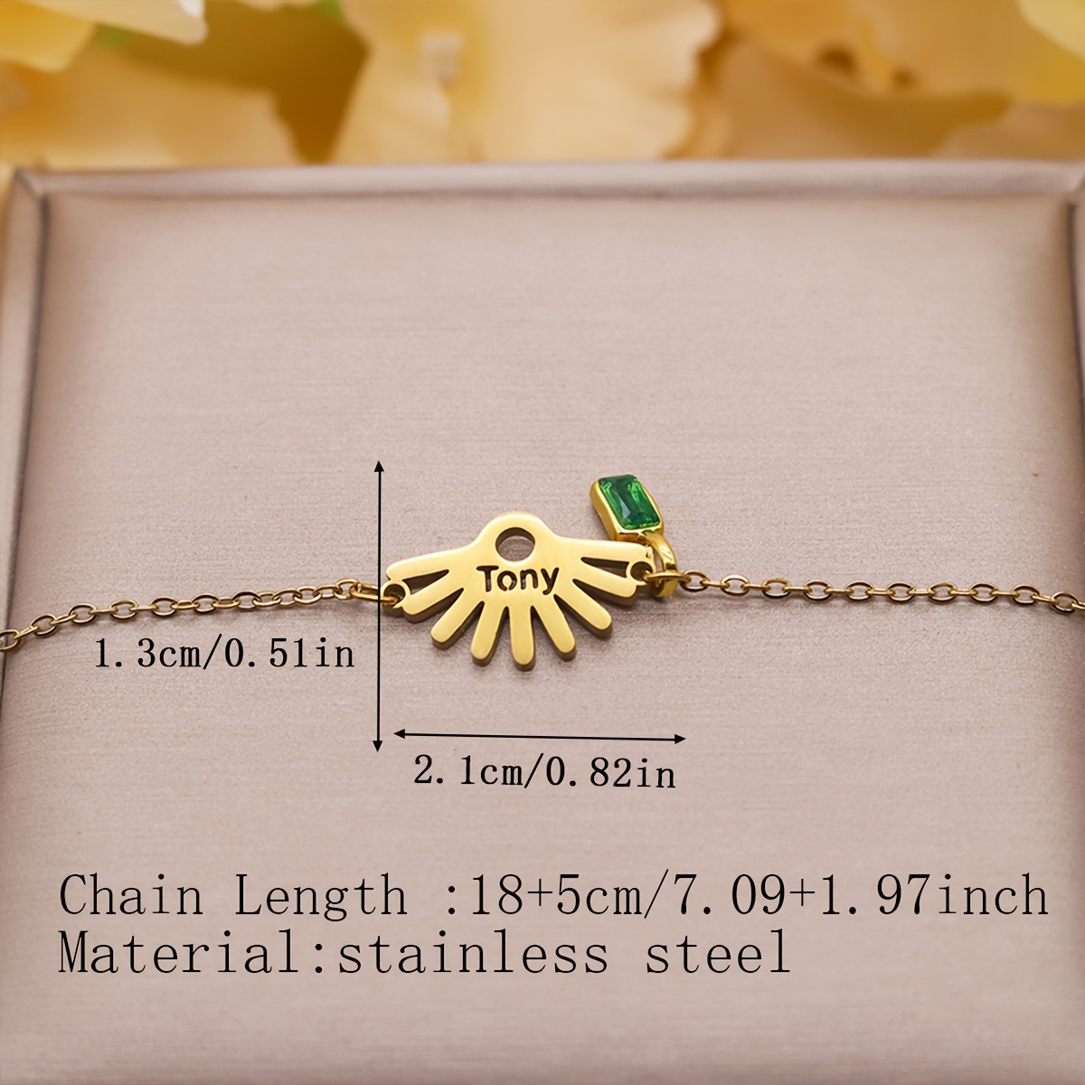 Custom Name Sun Bracelet, Personalized Stainless Steel Sunburst Silhouette